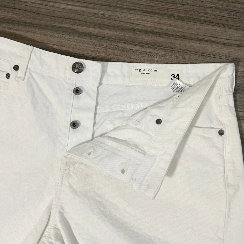 Rag & Bone The Dre Low-Rise Shortie White Denim Cutoff Shorts 34